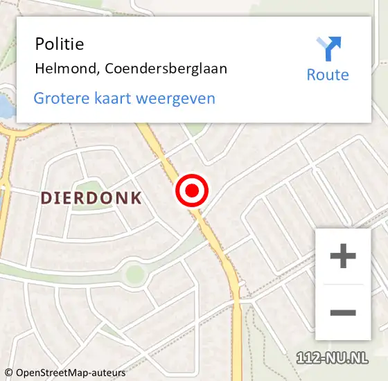 Locatie op kaart van de 112 melding: Politie Helmond, Coendersberglaan op 7 september 2024 13:13