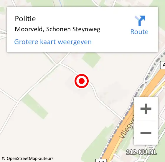 Locatie op kaart van de 112 melding: Politie Moorveld, Schonen Steynweg op 7 september 2024 13:31