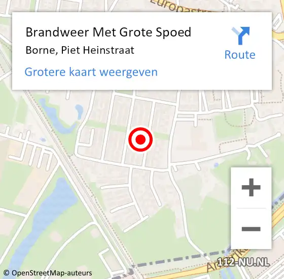 Locatie op kaart van de 112 melding: Brandweer Met Grote Spoed Naar Borne, Piet Heinstraat op 7 september 2024 13:38