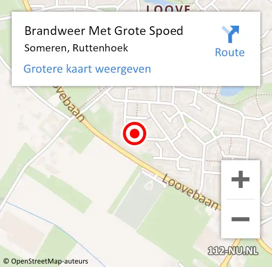 Locatie op kaart van de 112 melding: Brandweer Met Grote Spoed Naar Someren, Ruttenhoek op 7 september 2024 13:41