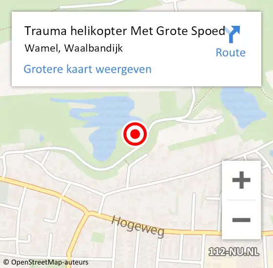 Locatie op kaart van de 112 melding: Trauma helikopter Met Grote Spoed Naar Wamel, Waalbandijk op 7 september 2024 13:41