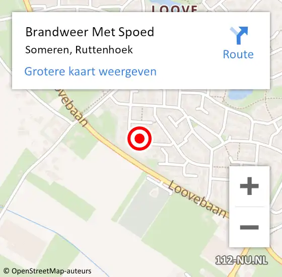 Locatie op kaart van de 112 melding: Brandweer Met Spoed Naar Someren, Ruttenhoek op 7 september 2024 13:42