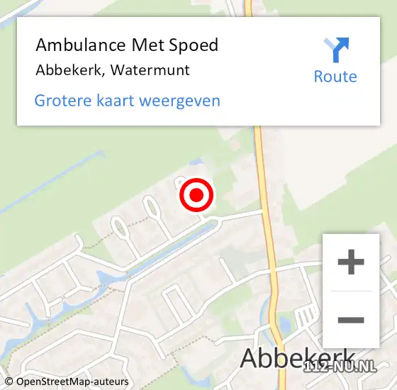 Locatie op kaart van de 112 melding: Ambulance Met Spoed Naar Abbekerk, Watermunt op 7 september 2024 13:47