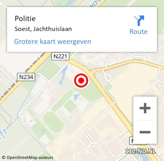 Locatie op kaart van de 112 melding: Politie Soest, Jachthuislaan op 7 september 2024 13:48