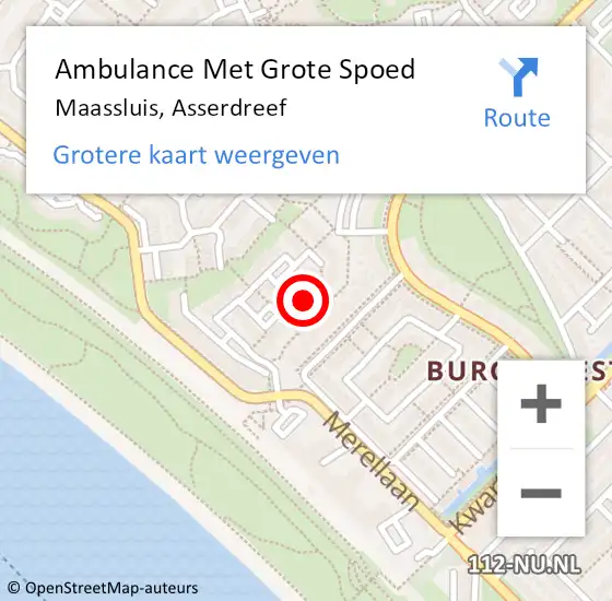 Locatie op kaart van de 112 melding: Ambulance Met Grote Spoed Naar Maassluis, Asserdreef op 7 september 2024 13:52