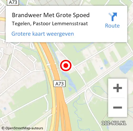 Locatie op kaart van de 112 melding: Brandweer Met Grote Spoed Naar Tegelen, Pastoor Lemmensstraat op 7 september 2024 13:52