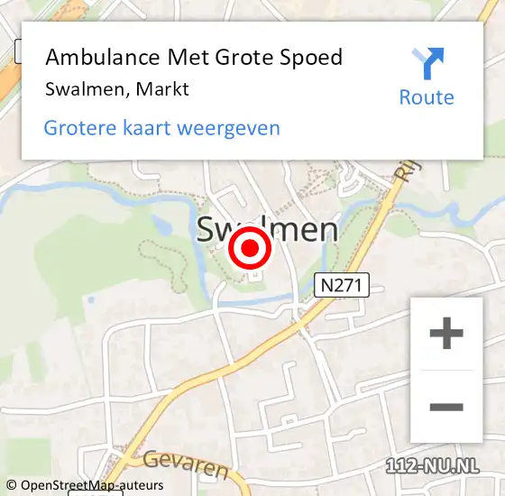 Locatie op kaart van de 112 melding: Ambulance Met Grote Spoed Naar Swalmen, Markt op 7 september 2024 14:02