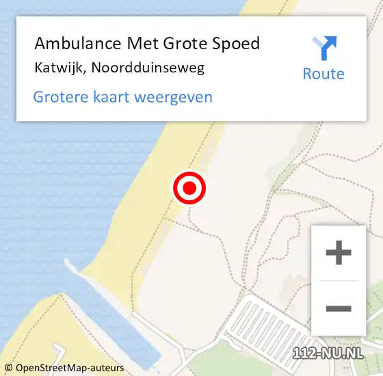 Locatie op kaart van de 112 melding: Ambulance Met Grote Spoed Naar Katwijk, Noordduinseweg op 7 september 2024 14:07