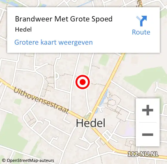 Locatie op kaart van de 112 melding: Brandweer Met Grote Spoed Naar Hedel op 7 september 2024 14:09