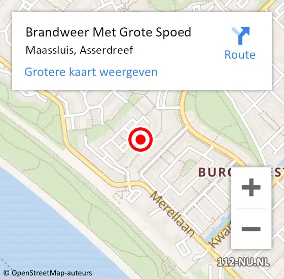 Locatie op kaart van de 112 melding: Brandweer Met Grote Spoed Naar Maassluis, Asserdreef op 7 september 2024 14:10