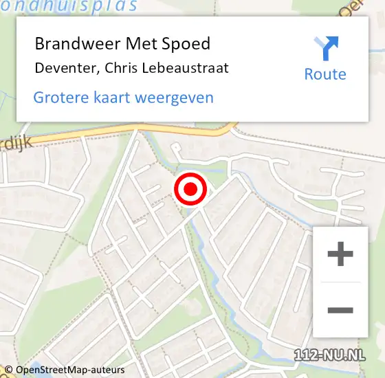 Locatie op kaart van de 112 melding: Brandweer Met Spoed Naar Deventer, Chris Lebeaustraat op 7 september 2024 14:14