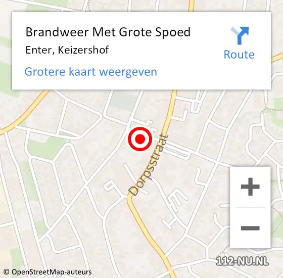 Locatie op kaart van de 112 melding: Brandweer Met Grote Spoed Naar Enter, Keizershof op 7 september 2024 14:28