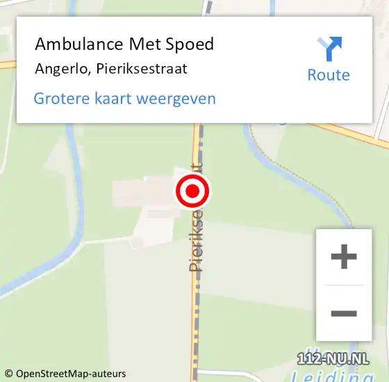 Locatie op kaart van de 112 melding: Ambulance Met Spoed Naar Angerlo, Pieriksestraat op 19 oktober 2014 10:11