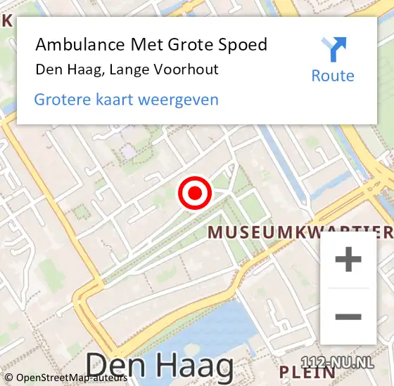 Locatie op kaart van de 112 melding: Ambulance Met Grote Spoed Naar Den Haag, Lange Voorhout op 7 september 2024 14:40