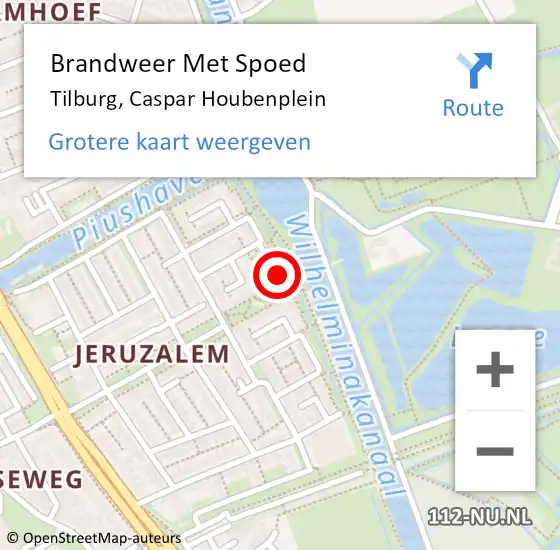 Locatie op kaart van de 112 melding: Brandweer Met Spoed Naar Tilburg, Caspar Houbenplein op 7 september 2024 14:44