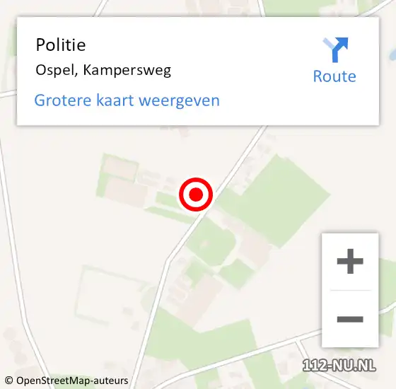 Locatie op kaart van de 112 melding: Politie Ospel, Kampersweg op 7 september 2024 14:47