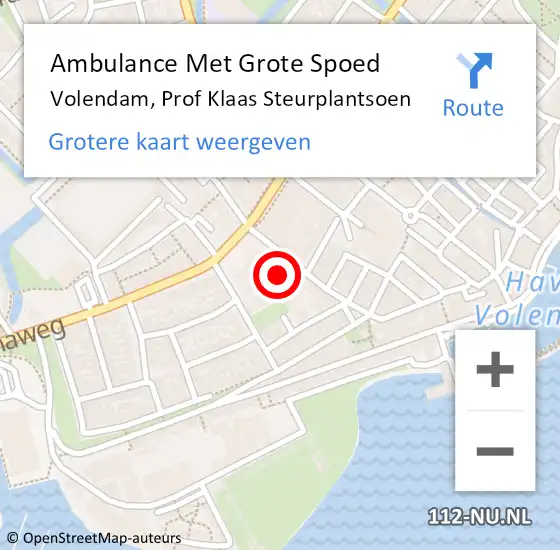 Locatie op kaart van de 112 melding: Ambulance Met Grote Spoed Naar Volendam, Prof Klaas Steurplantsoen op 7 september 2024 15:01