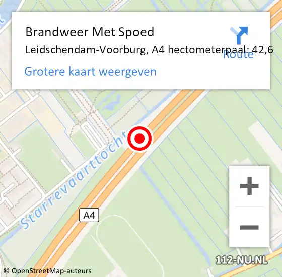 Locatie op kaart van de 112 melding: Brandweer Met Spoed Naar Leidschendam-Voorburg, A4 hectometerpaal: 42,6 op 7 september 2024 15:02