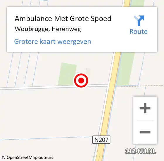 Locatie op kaart van de 112 melding: Ambulance Met Grote Spoed Naar Woubrugge, Herenweg op 7 september 2024 15:04