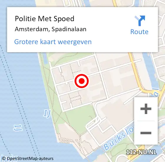 Locatie op kaart van de 112 melding: Politie Met Spoed Naar Amsterdam, Spadinalaan op 7 september 2024 15:06