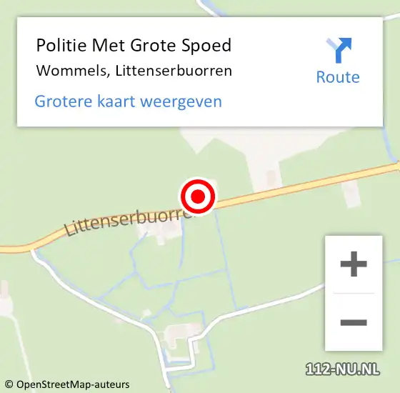 Locatie op kaart van de 112 melding: Politie Met Grote Spoed Naar Wommels, Littenserbuorren op 7 september 2024 15:20