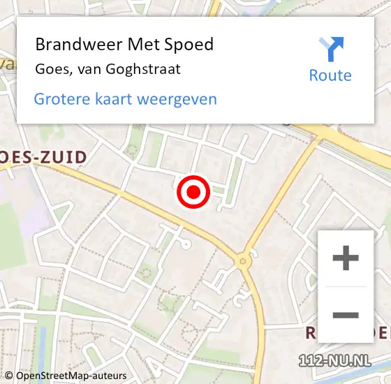 Locatie op kaart van de 112 melding: Brandweer Met Spoed Naar Goes, van Goghstraat op 7 september 2024 15:25