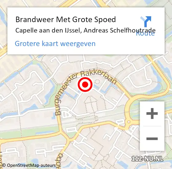 Locatie op kaart van de 112 melding: Brandweer Met Grote Spoed Naar Capelle aan den IJssel, Andreas Schelfhoutrade op 7 september 2024 15:29