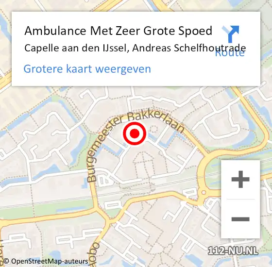 Locatie op kaart van de 112 melding: Ambulance Met Zeer Grote Spoed Naar Capelle aan den IJssel, Andreas Schelfhoutrade op 7 september 2024 15:29