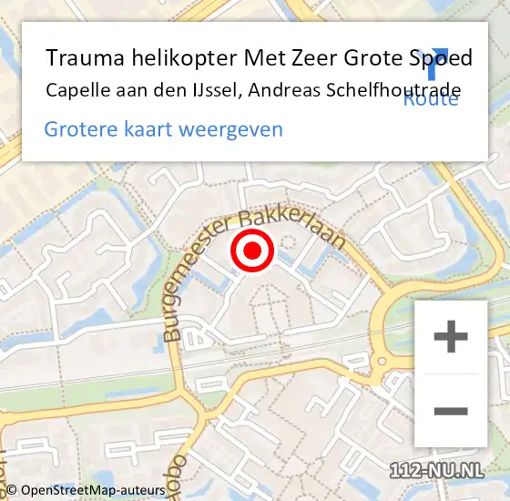 Locatie op kaart van de 112 melding: Trauma helikopter Met Zeer Grote Spoed Naar Capelle aan den IJssel, Andreas Schelfhoutrade op 7 september 2024 15:30