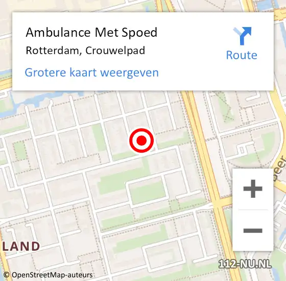 Locatie op kaart van de 112 melding: Ambulance Met Spoed Naar Rotterdam, Crouwelpad op 19 oktober 2014 10:21