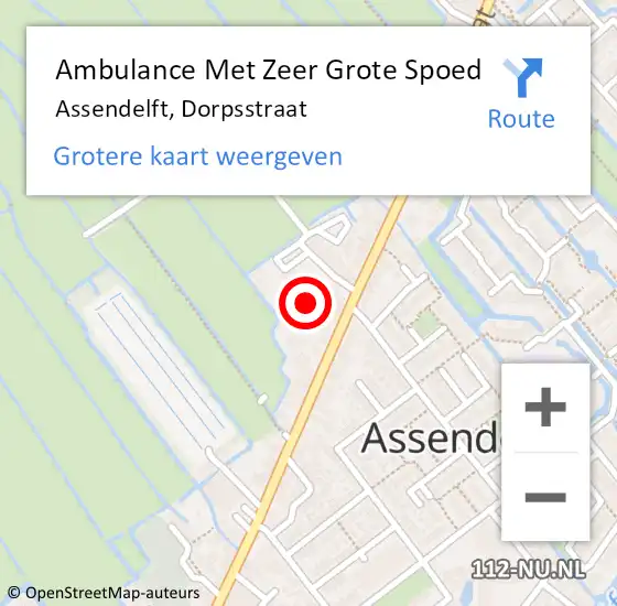 Locatie op kaart van de 112 melding: Ambulance Met Zeer Grote Spoed Naar Assendelft, Dorpsstraat op 7 september 2024 15:33