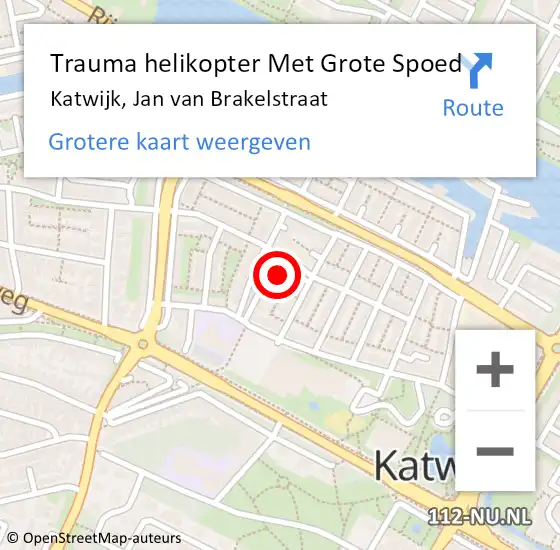 Locatie op kaart van de 112 melding: Trauma helikopter Met Grote Spoed Naar Katwijk, Jan van Brakelstraat op 7 september 2024 15:34