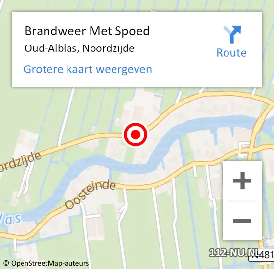 Locatie op kaart van de 112 melding: Brandweer Met Spoed Naar Oud-Alblas, Noordzijde op 7 september 2024 15:34