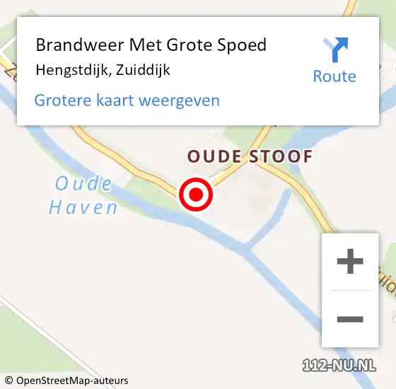 Locatie op kaart van de 112 melding: Brandweer Met Grote Spoed Naar Hengstdijk, Zuiddijk op 7 september 2024 15:42