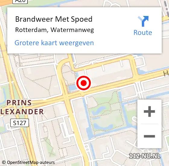 Locatie op kaart van de 112 melding: Brandweer Met Spoed Naar Rotterdam, Watermanweg op 7 september 2024 15:43