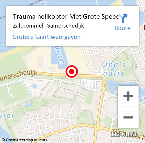 Locatie op kaart van de 112 melding: Trauma helikopter Met Grote Spoed Naar Zaltbommel, Gamerschedijk op 7 september 2024 15:43