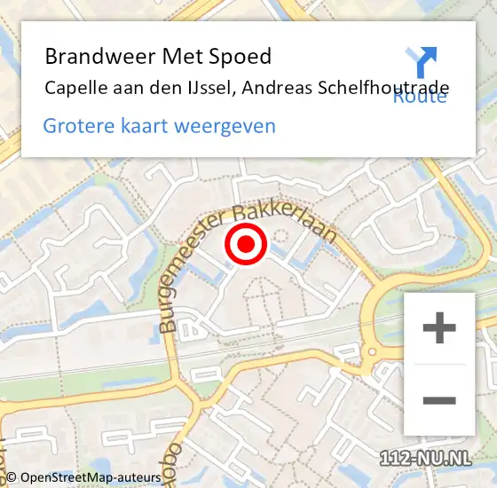 Locatie op kaart van de 112 melding: Brandweer Met Spoed Naar Capelle aan den IJssel, Andreas Schelfhoutrade op 7 september 2024 15:47