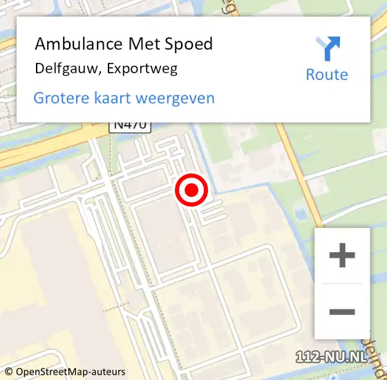 Locatie op kaart van de 112 melding: Ambulance Met Spoed Naar Delfgauw, Exportweg op 7 september 2024 15:49