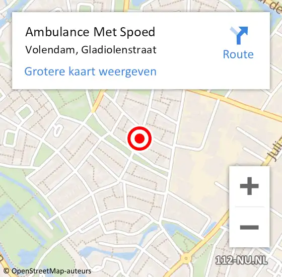 Locatie op kaart van de 112 melding: Ambulance Met Spoed Naar Volendam, Gladiolenstraat op 7 september 2024 15:52