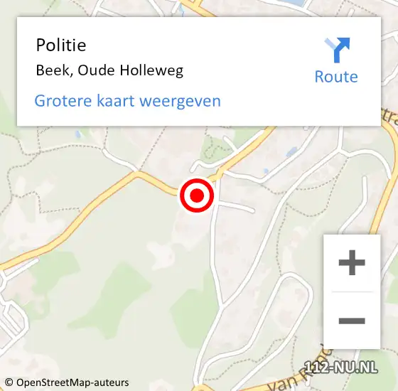 Locatie op kaart van de 112 melding: Politie Beek, Oude Holleweg op 7 september 2024 15:56