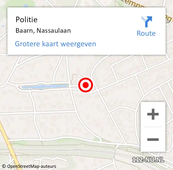 Locatie op kaart van de 112 melding: Politie Baarn, Nassaulaan op 7 september 2024 15:58