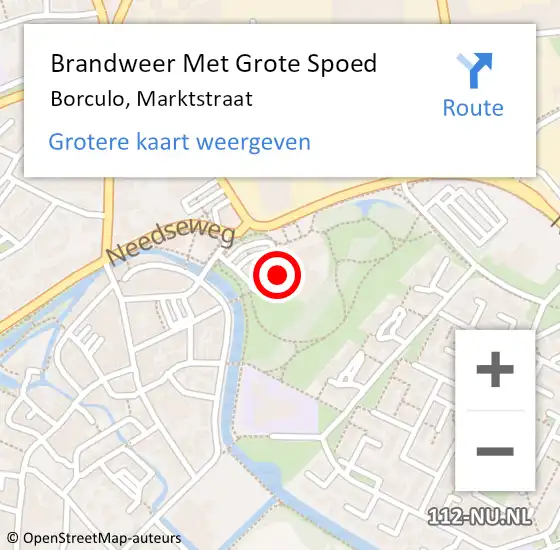 Locatie op kaart van de 112 melding: Brandweer Met Grote Spoed Naar Borculo, Marktstraat op 7 september 2024 16:08