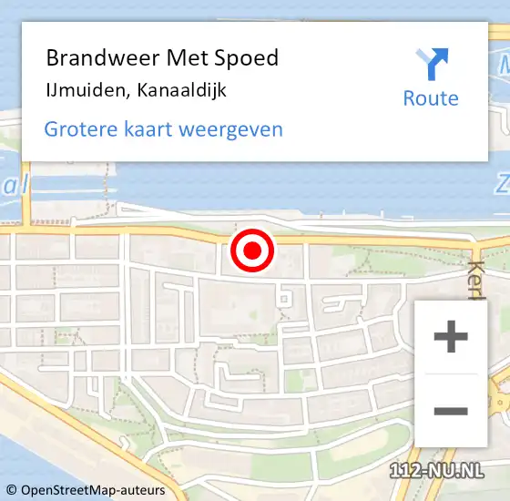 Locatie op kaart van de 112 melding: Brandweer Met Spoed Naar IJmuiden, Kanaaldijk op 7 september 2024 16:14