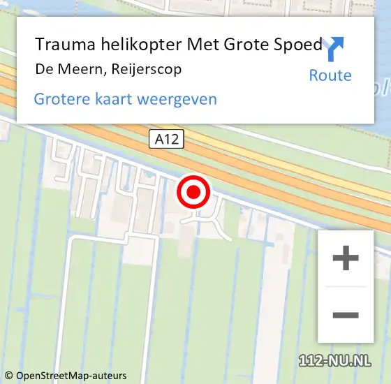 Locatie op kaart van de 112 melding: Trauma helikopter Met Grote Spoed Naar De Meern, Reijerscop op 7 september 2024 16:21