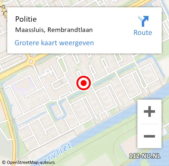 Locatie op kaart van de 112 melding: Politie Maassluis, Rembrandtlaan op 7 september 2024 16:23