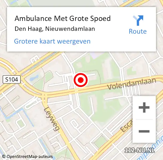 Locatie op kaart van de 112 melding: Ambulance Met Grote Spoed Naar Den Haag, Nieuwendamlaan op 7 september 2024 16:32