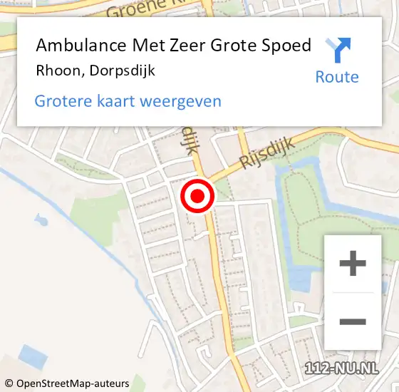 Locatie op kaart van de 112 melding: Ambulance Met Zeer Grote Spoed Naar Rhoon, Dorpsdijk op 7 september 2024 16:34