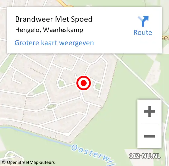 Locatie op kaart van de 112 melding: Brandweer Met Spoed Naar Hengelo, Waarleskamp op 7 september 2024 16:51