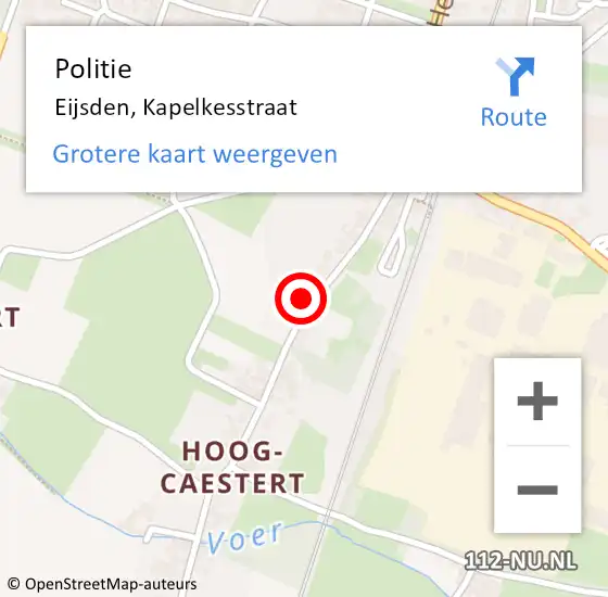 Locatie op kaart van de 112 melding: Politie Eijsden, Kapelkesstraat op 7 september 2024 17:24