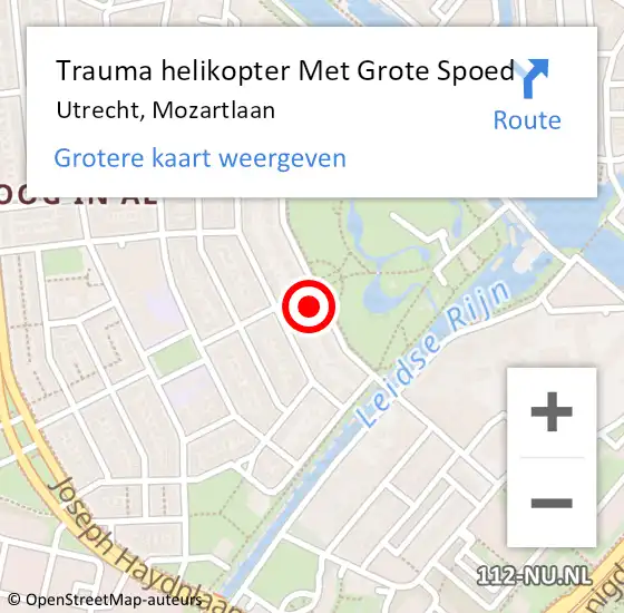 Locatie op kaart van de 112 melding: Trauma helikopter Met Grote Spoed Naar Utrecht, Mozartlaan op 7 september 2024 17:30